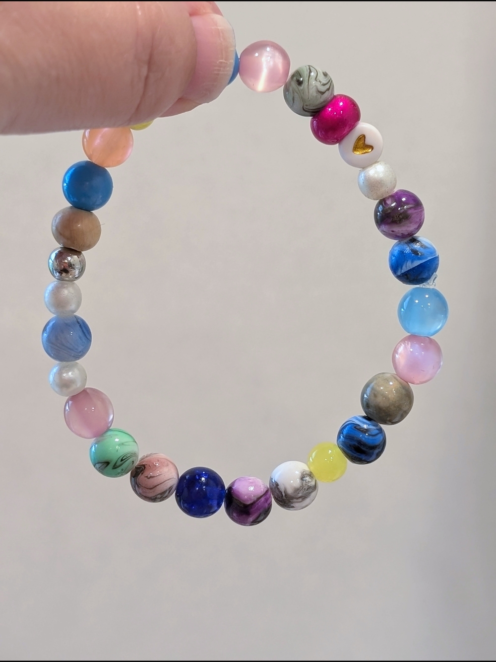 Multicolor Beaded Stretch Bracelet - Colorful Gemstone Look